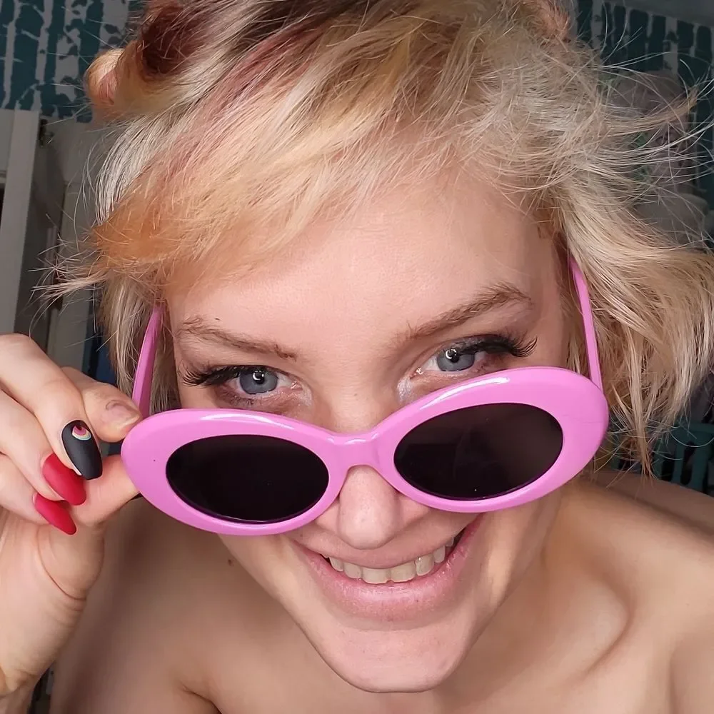 NWOT Retro Chunky Sunglasses Pink Frame Dark Lens